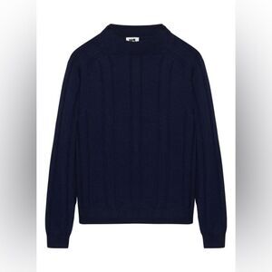 Maison Standard Flat Ribbed High Neck Sweater Navy S NWT IN PACKAGE